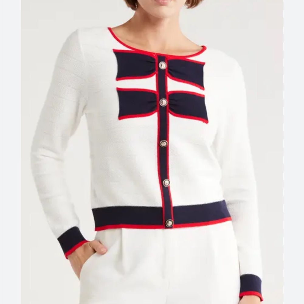 Adrianna‎ Papell White Top with Red and Black Trim